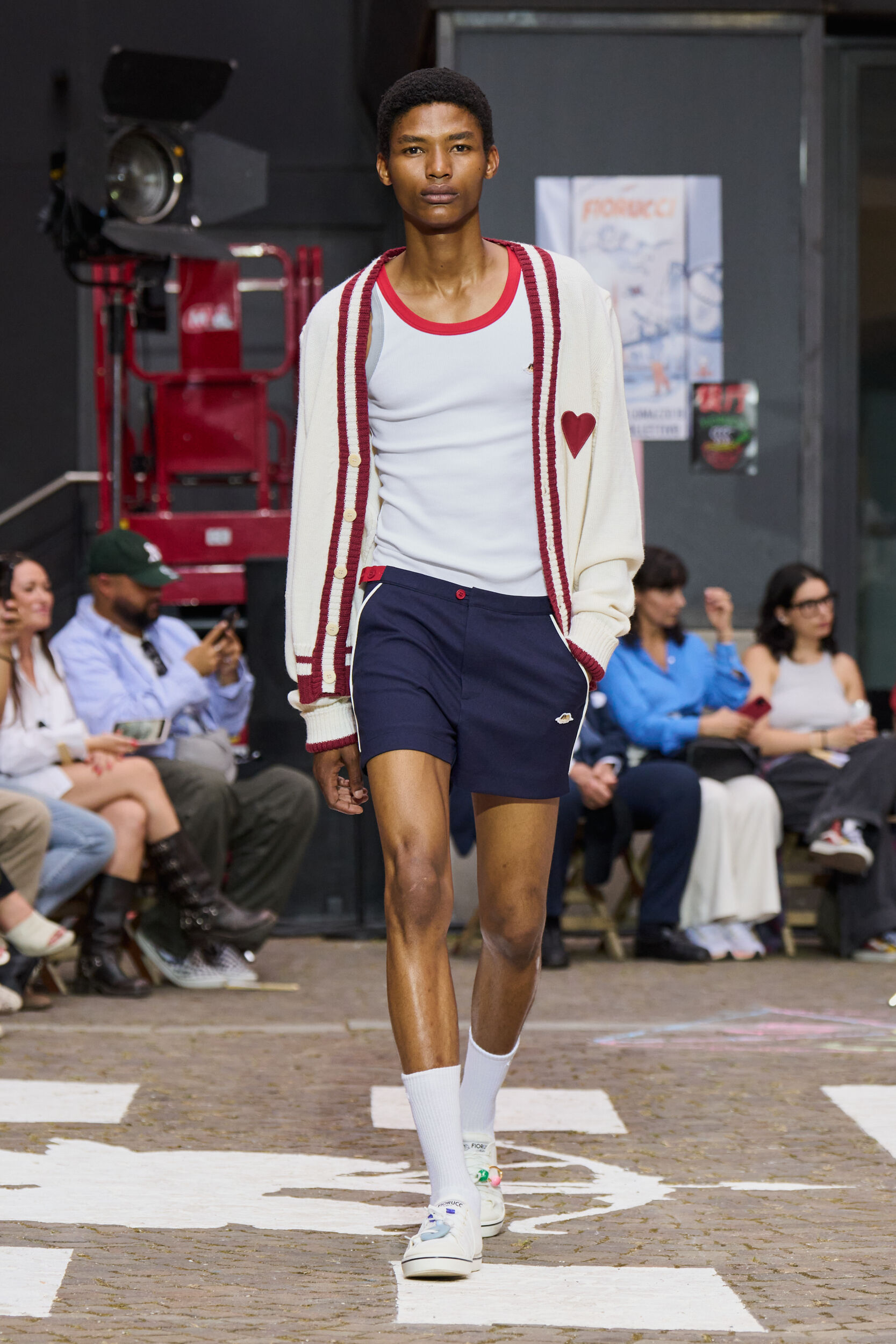 Double Heart Wool Cardigan Cream